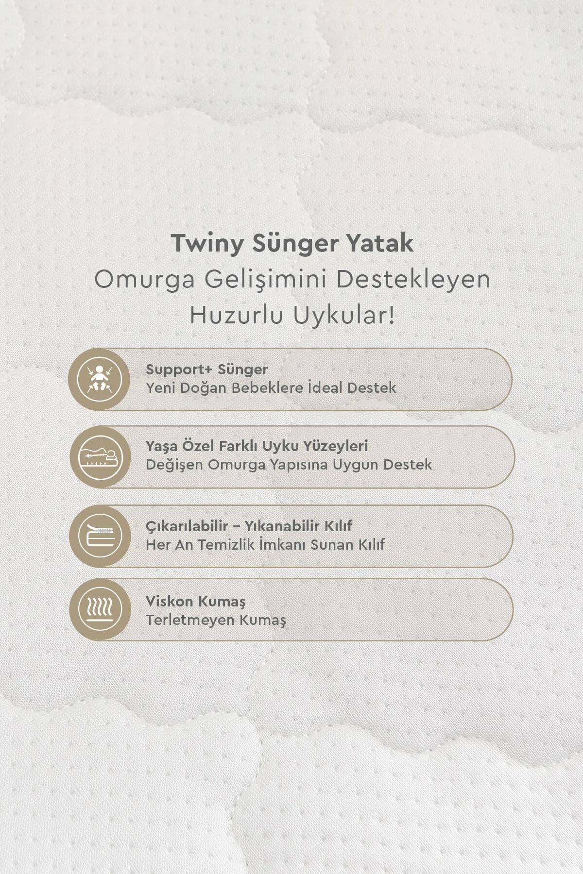 تشک نوزاد Yataş Mini مدل Twiny اسفنجی - سفید