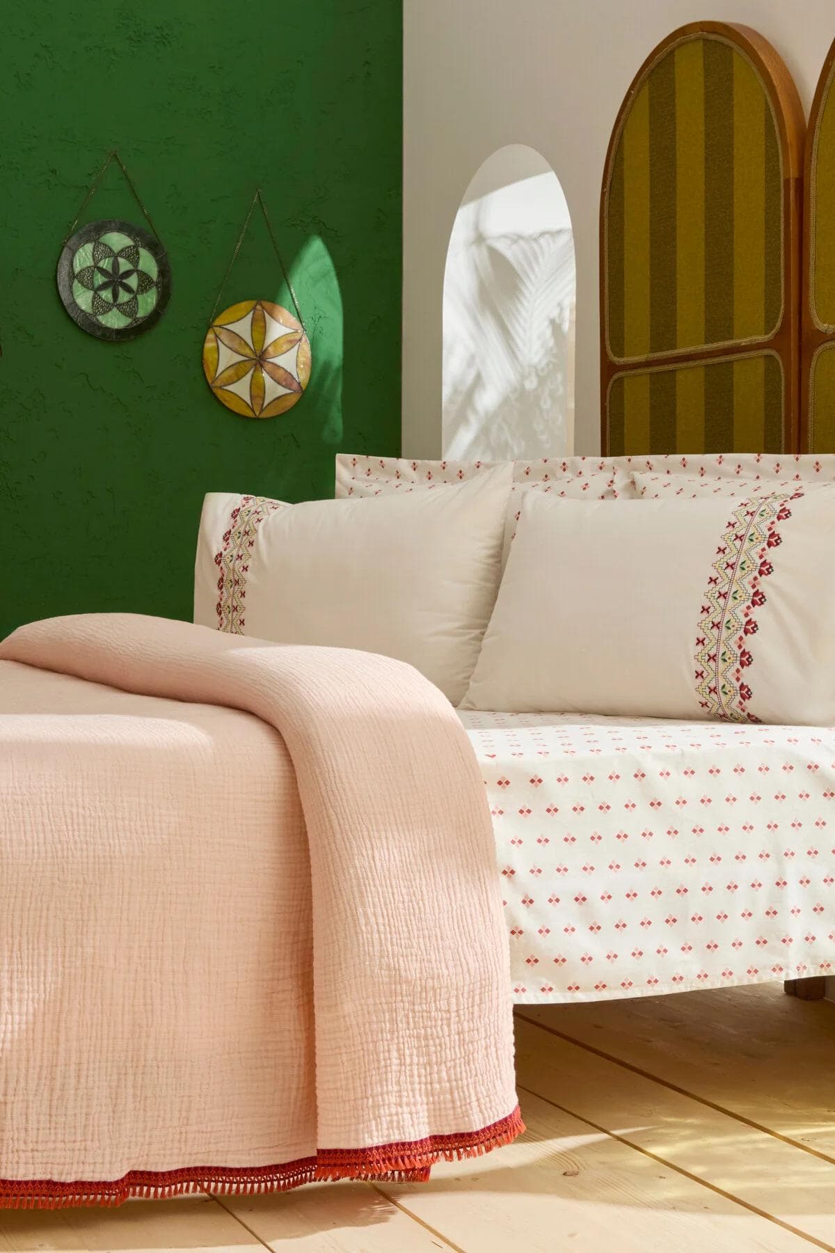 سرویس روتختی پیکه دو نفره Karaca Home مدل Vion Nish Set پنبه - چندرنگ