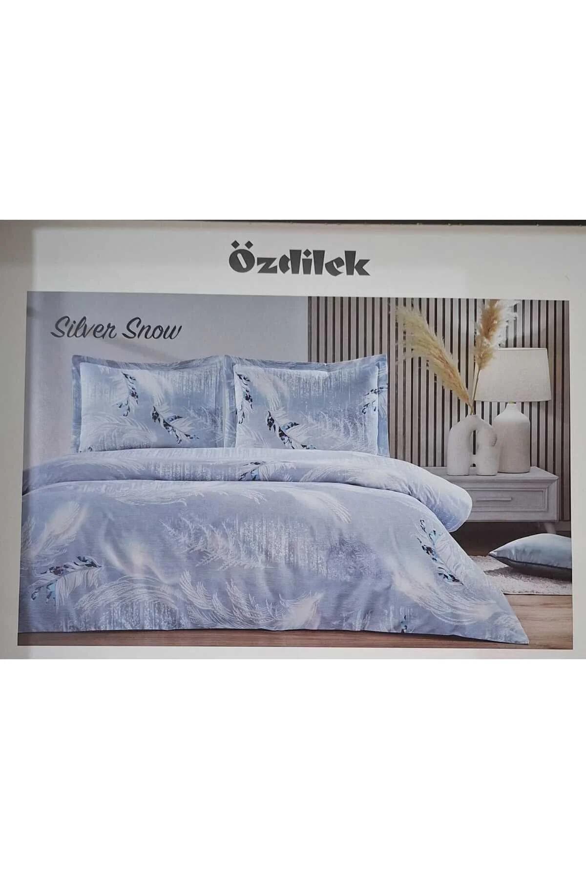سرویس روتختی یک نفره Özdilek مدل Silver Snow پنبهای - آبی