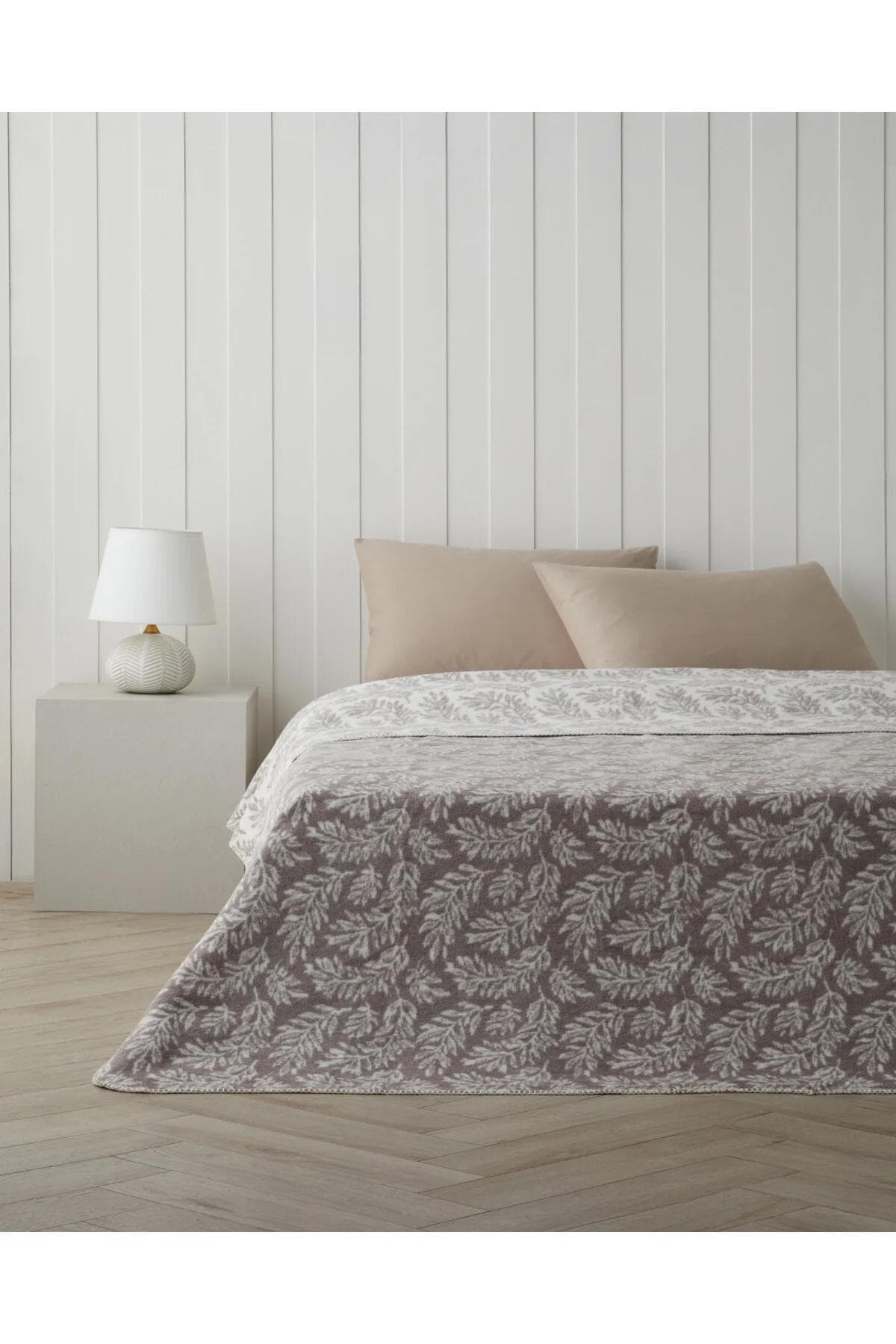 پتو دو نفره English Home مدل Foliage پنبه اکریلیک - خاکستری