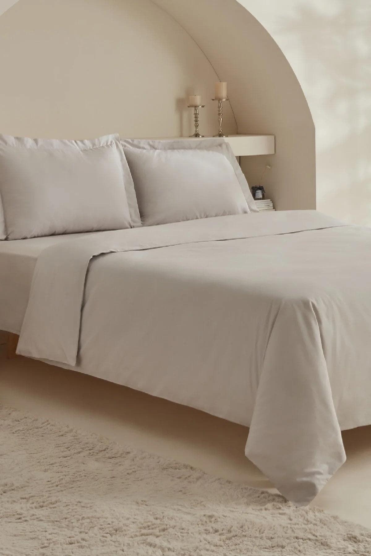 سرویس روتختی دو نفره Karaca Home مدل Ina پنبه - طوسی روشن