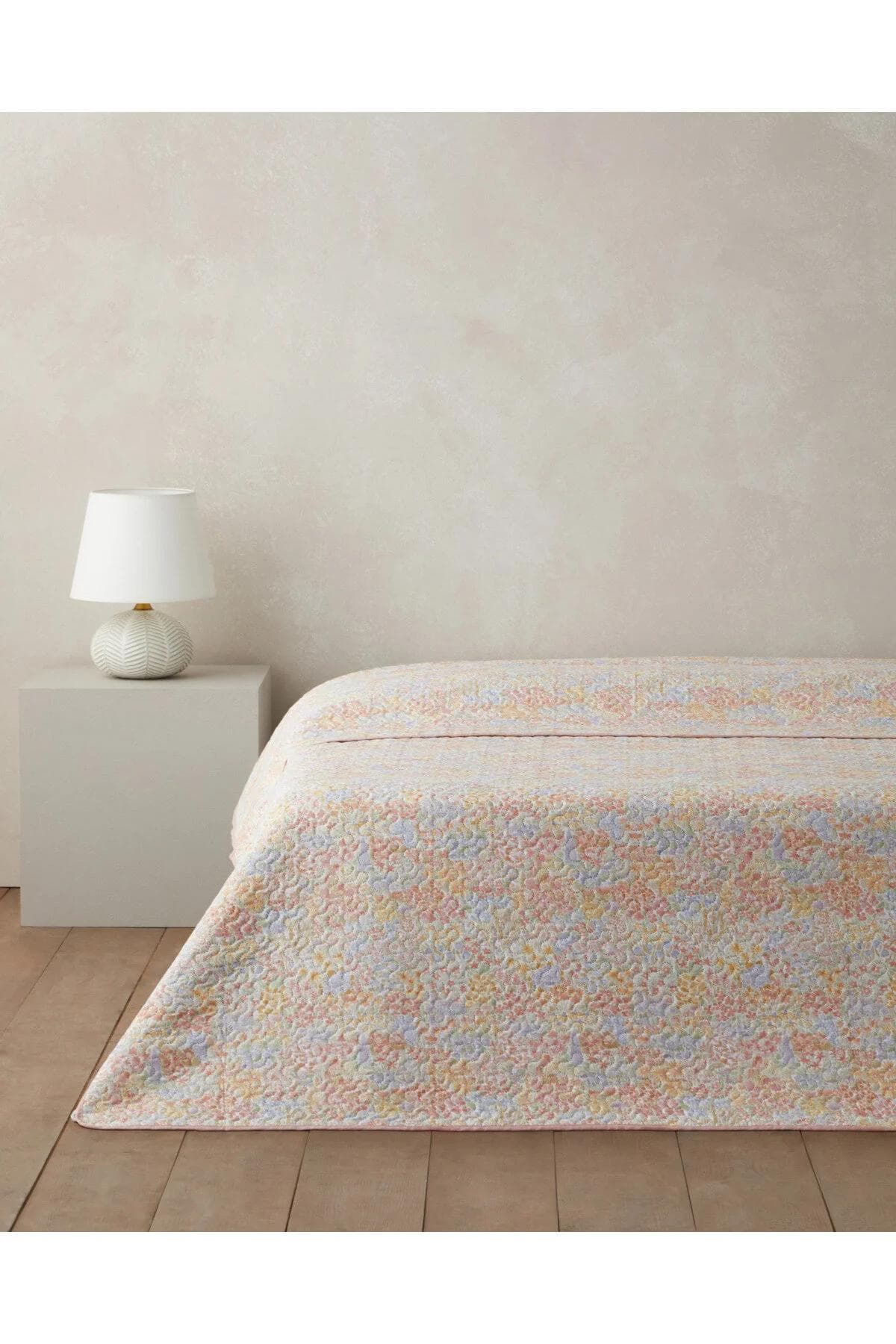 روتختی دو نفره English Home مدل Fleur Multicolore پلیاستر - نارنجی