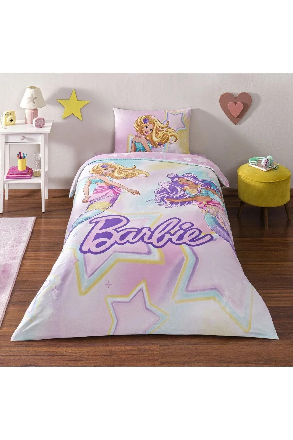 سرویس روتختی یک نفره Taç مدل Barbie Mermaid پنبهای - چندرنگ