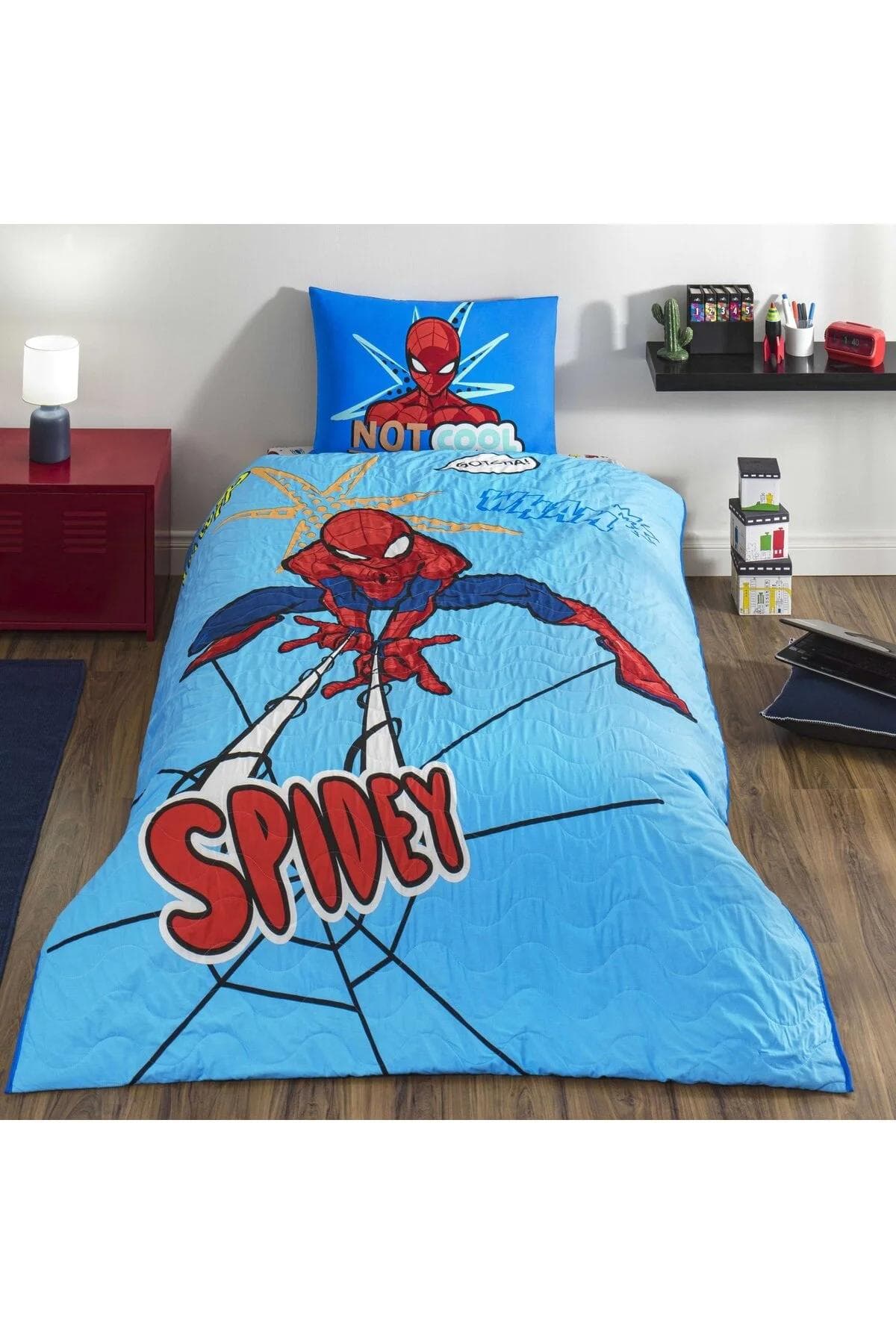 سرویس روتختی یک نفره Taç مدل Spiderman Thwip پنبه - چندرنگ