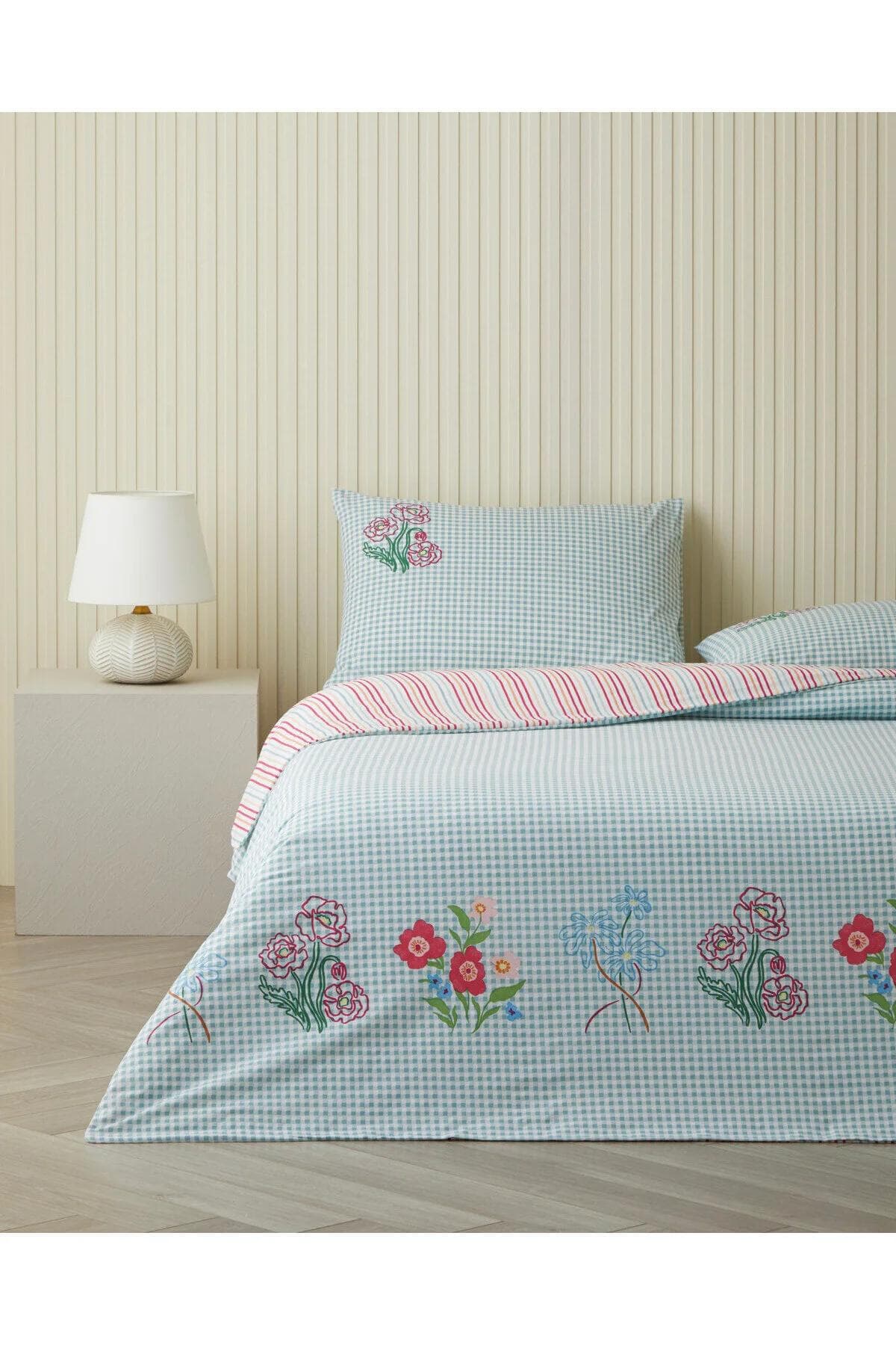 سرویس روتختی دو نفره English Home مدل Pastel Gingham پنبهای - صورتی