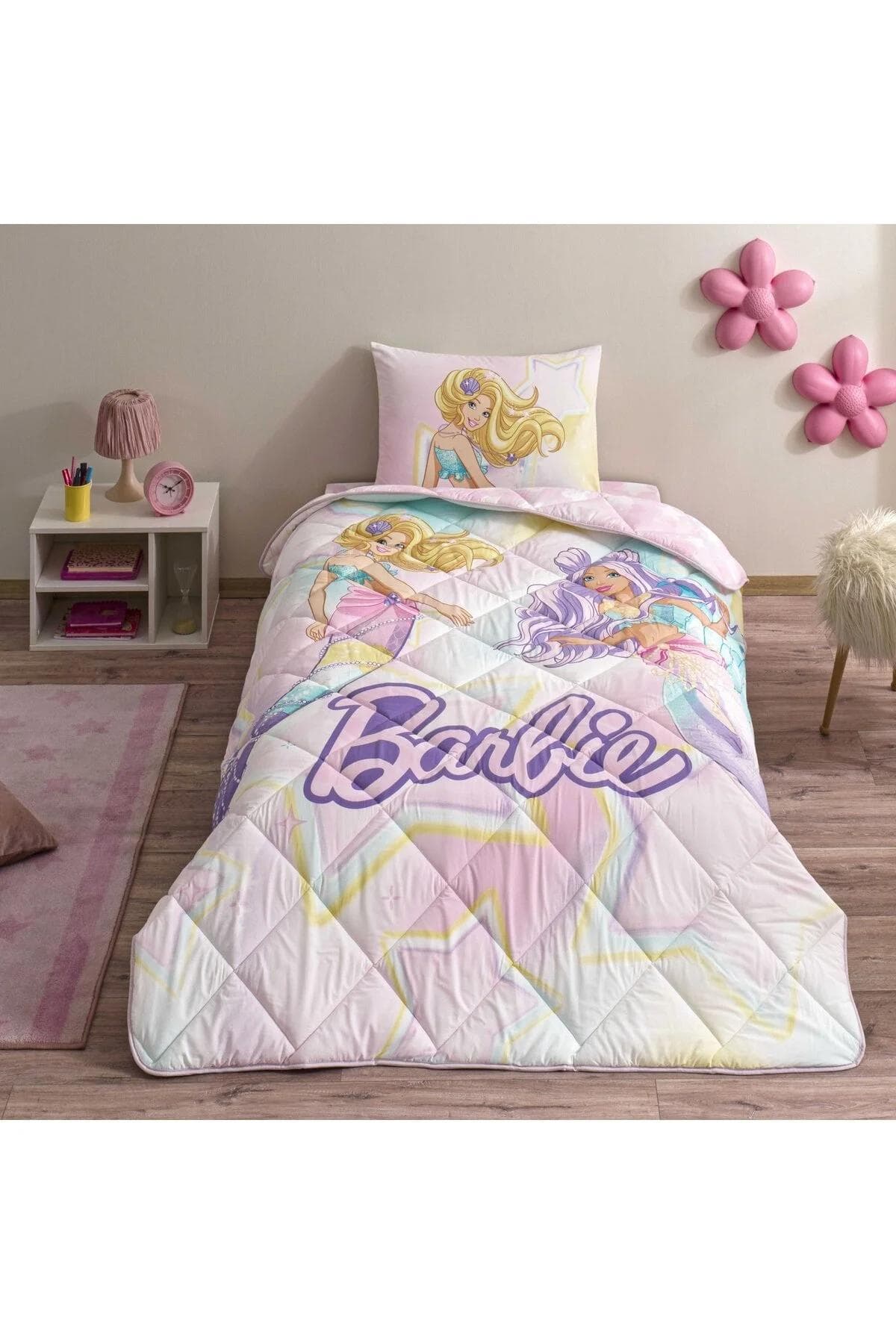 سرویس روتختی یک نفره Taç مدل Barbie Mermaid پلیاستر - چندرنگ