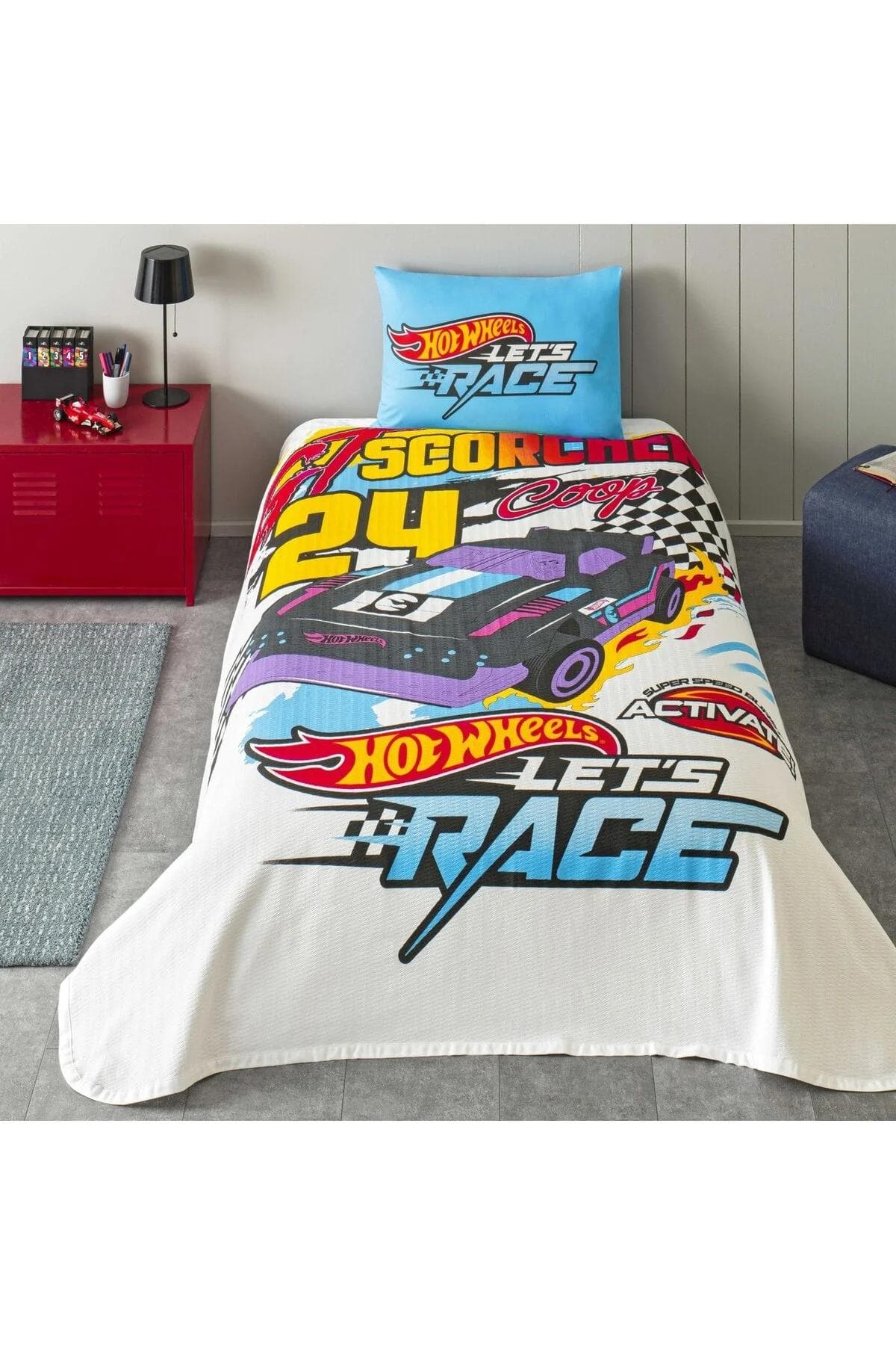 روتختی پیکه یک نفره Taç مدل Hot Wheels Fast پنبهای - چندرنگ