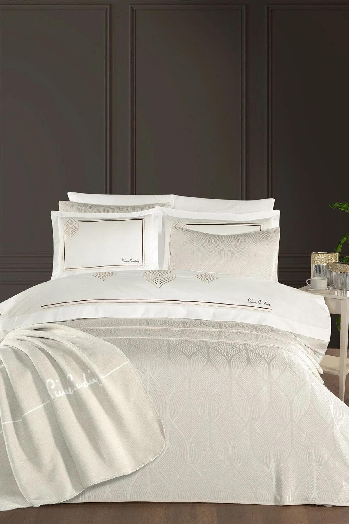 سرویس روتختی دو نفره Pierre Cardin مدل Verona پنبه پلیاستر - کرم