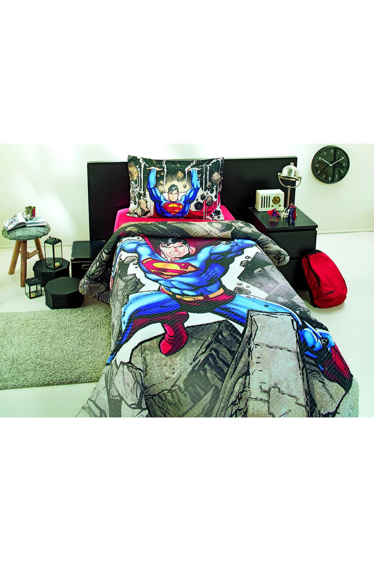 سرویس روتختی یک نفره Özdilek مدل Superman Stone پنبه‌ای - طوسی