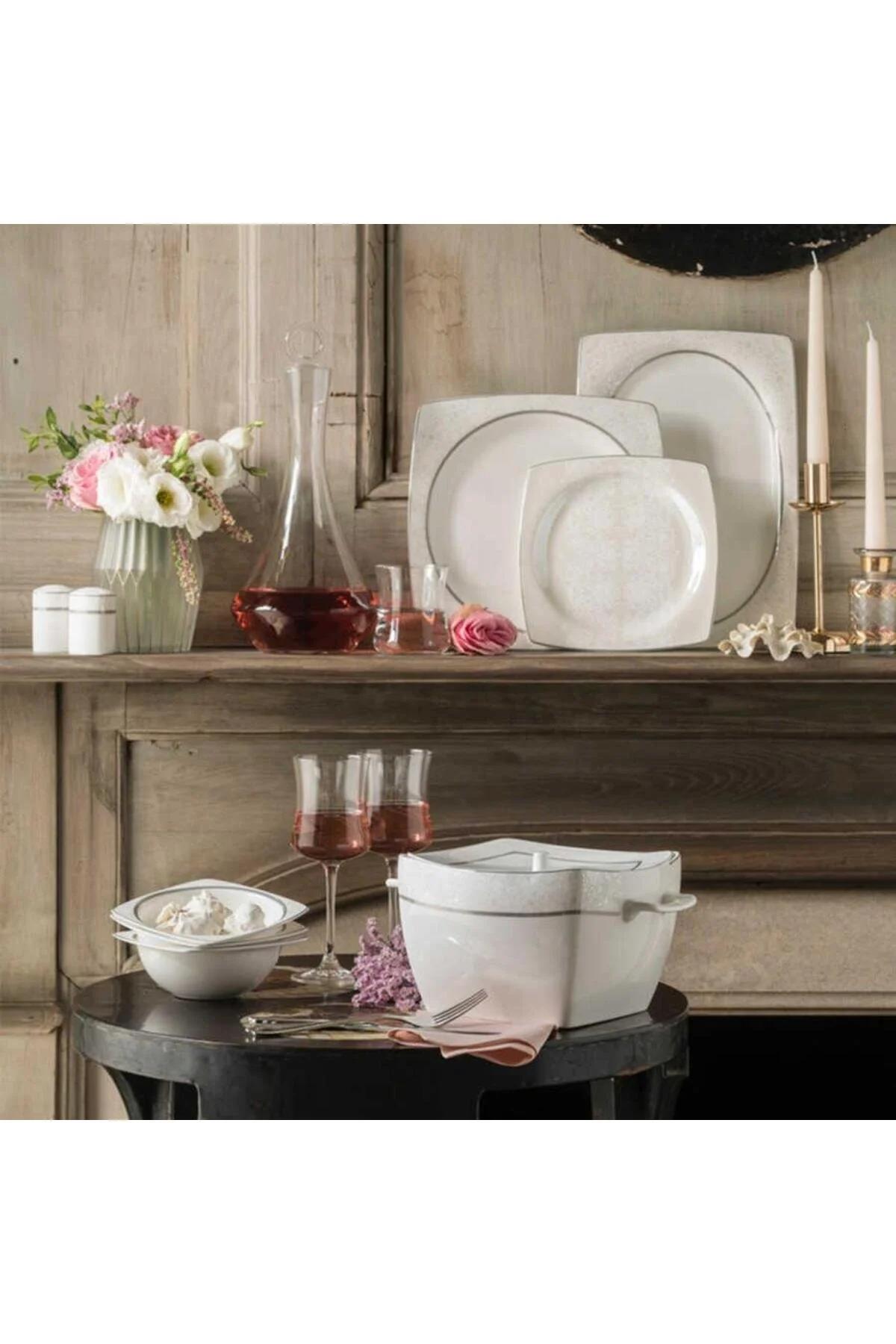 سرویس غذاخوری KORKMAZ مدل BONE SEL Bone China - چندرنگ